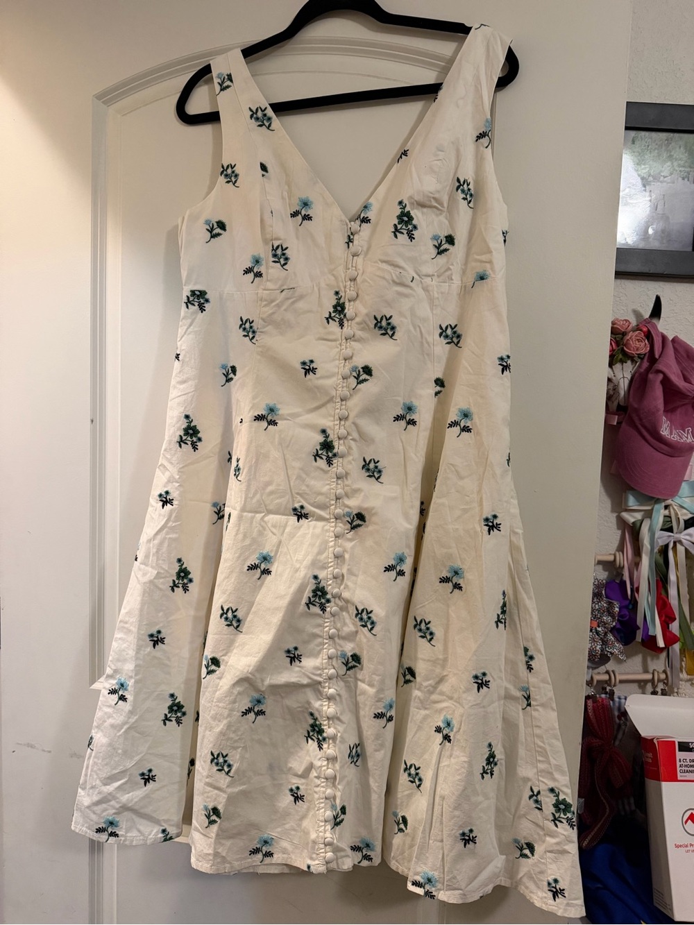 White Floral Button-Front Sundress